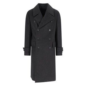 Caruso Double-Breasted Grey Coat With Notched Lapel - NWT